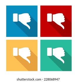  thumb down gesture  - flat icon with long shadow