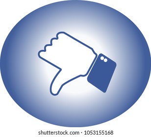 Thumb down gesture icon in a circle.