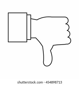 Thumb down gesture icon in outline style isolated vector illustration