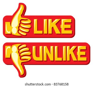 thumb up and down gesture (like and unlike)