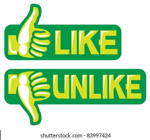 thumb up and down gesture (like and unlike)