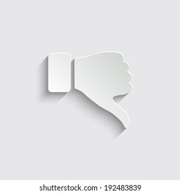 thumb down gesture with shadow on a grey background