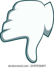 Thumb down gesture. White glove comic hand