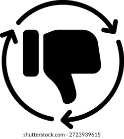 Pulgar hacia abajo icono de glifo ilustración Vector