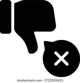 Pulgar hacia abajo icono de glifo ilustración Vector