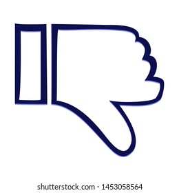 Thumb Down. Hand Drawn Icon with Blue Ballpoint Pen Style.
