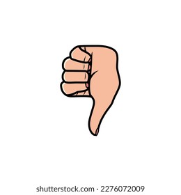 Thumb Down Hand Sign Isolated on a white background. Icon Vector Illustration.