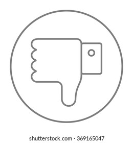 Thumb down hand sign line icon.