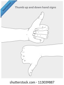 Thumb up and down hand signs