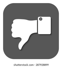 The thumb down icon. Against and no symbol. Flat Vector illustration. Button