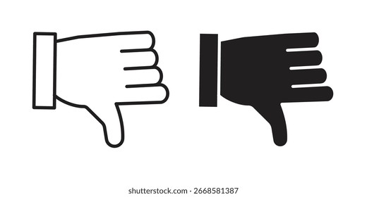 Icono de pulgar hacia abajo Gráfico de Vector en blanco y negro