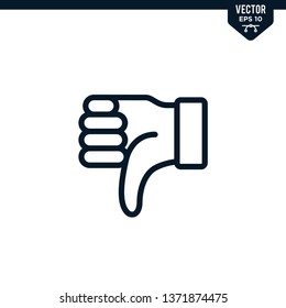 Thumb down icon collection in outlined or line art style, editable stroke vector