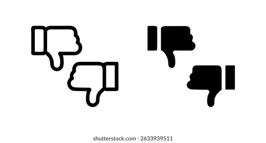 Thumb Up and Down Icon Collection, thumbs up and down in outline and glyph styles. Represents approval or disapproval. Perfect for feedback design.