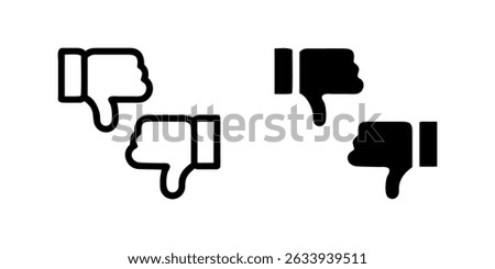 Thumb Up and Down Icon Collection, thumbs up and down in outline and glyph styles. Represents approval or disapproval. Perfect for feedback design.