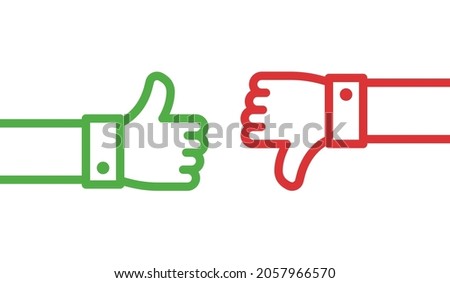 Thumb up and Thumb down icon. Disagree symbol vector illustration.
