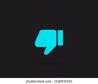 Thumb down icon, dislike or unlike button vector web icon isolated on black background, EPS 10, top view