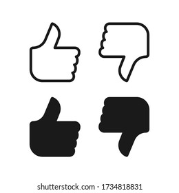Thumb up and thumb down icon. like and dislike icon vector.  social media icon  color editable