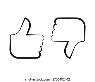 Thumb up and thumb down icon. like and dislike icon vector illustraion. social media icon color editable