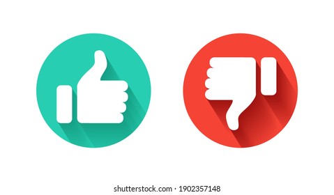 Thumb Up and Thumb Down icon. Like and dislike icon on white background. Vector illustration.