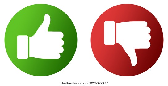 Thumb Up and Thumb Down icon. Like and dislike icon on white background. Vector illustration.