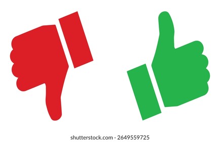 Thumb up and down icon. Like and dislike. Vector illustration eps