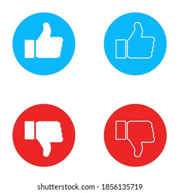 Thumb up and down icon, like finger vector illustration sign, business social web button