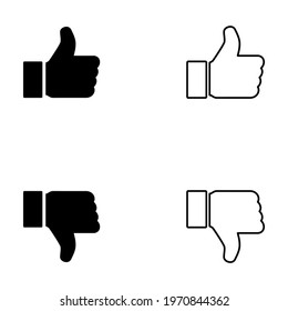 Thumb up and down icon, like finger vector illustration sign, business social web button .