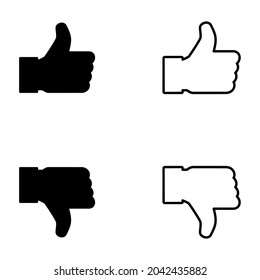 Icono de subida y bajada, como signo de ilustración de vector de dedo, botón de web social de negocios.