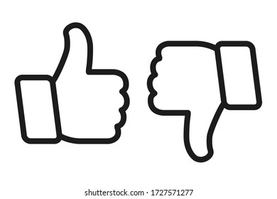 Thumb up and thumb down icon. Up and down line index finger sign - vector
