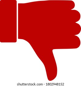 Thumb down icon on a white background. Isolated thumb down symbol with flat style.