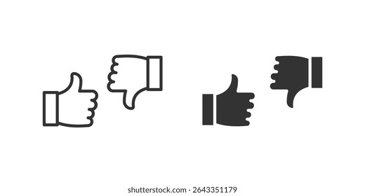 Thumb Up Down Icon Set. A black icon of thumbs up and down, representing feedback.