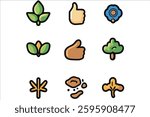 Thumb up and thumb down icon set in line art style
