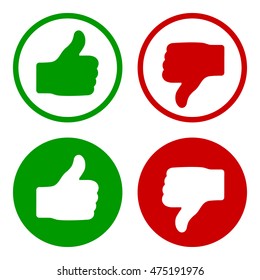 Thumb up and thumb down icon set , vector illustration