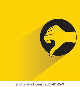 thumb down icon with shadow on yellow background