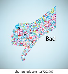 thumb down icon and social network