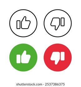 Thumb up and Thumb down icon. Suitable for feedback and responses to services or media content.