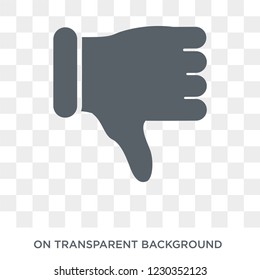Thumb down icon. Trendy flat vector Thumb down icon on transparent background from Hands and guestures collection. 