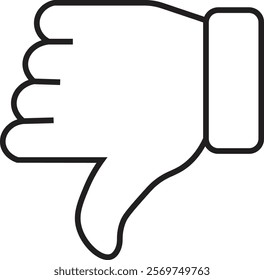 Thumb down icon. Unlike button for website and mobile app. Line style. Bad, negative Gesture Button Sign, symbol. Social Media Feedback Symbol. Isolated Vector Illustration.