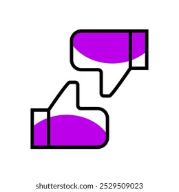 Icono de pulgar hacia arriba y hacia abajo. Ilustración vectorial sobre fondo blanco.