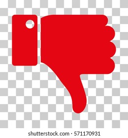 Thumb Down icon. Vector illustration style is flat iconic symbol, red color, transparent background. Designed for web and software interfaces.