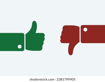 Thumb up and thumb down icon vector that shows the feeling of like and dislike on facebook