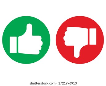 Thumb up and down icons isolated on white background. Vector illustration. Eps 10.