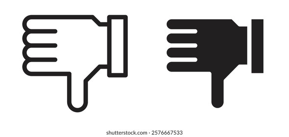 Thumb down icons in outline and stroke versions