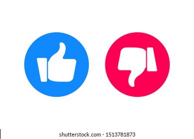 Thumb up and down icons set. Like and dislike vector illustration.