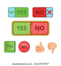 Thumb up and thumb down. Like and dislike icons. Yes or no choice. Agree and disagree sign. Approve or deny. Up and down index finger sign. Vector illustration. Accept icon
