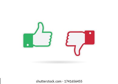 Thumb up and thumb down, Like sign. Yes or No Vector illustration