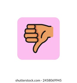 Thumb down line icon. Dislike, disapproval, hand. Gesture concept. Can be used for topics like social network, mobile app, website.