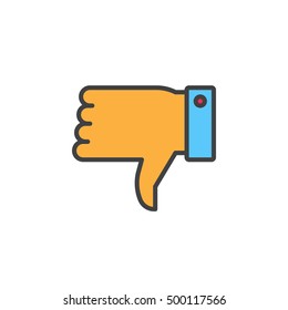 thumb down line icon, filled outline vector sign, linear colorful pictogram isolated on white. logo illustration