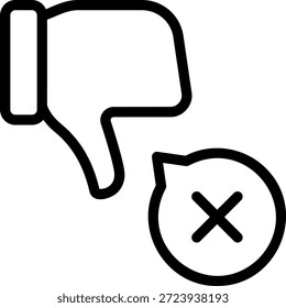 Vector de ilustración de icono de línea de pulgar hacia abajo