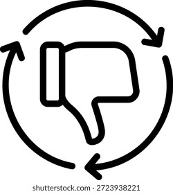 Vector de ilustración de icono de línea de pulgar hacia abajo